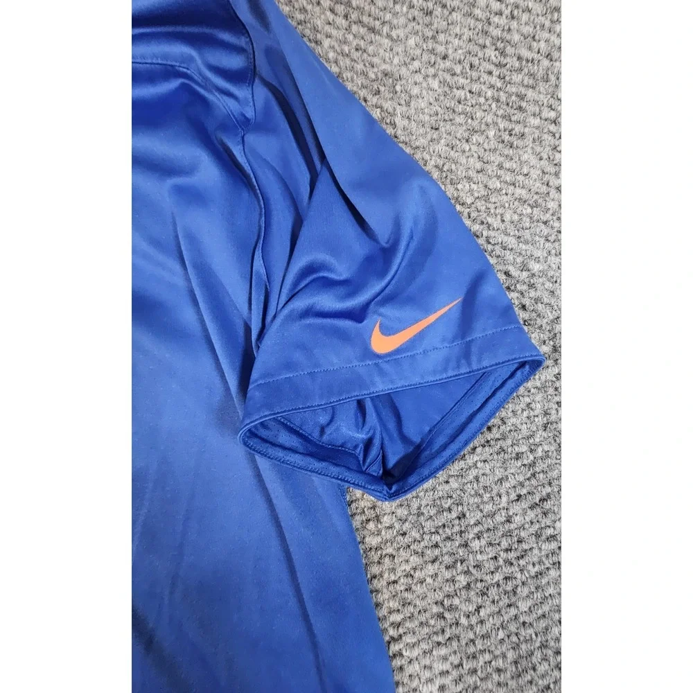 Florida Gators Polo Shirt Men's L Nike Blue Dri-Fit‎ Swoosh Logo Golf Read